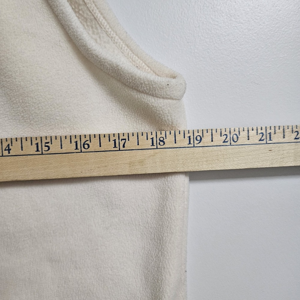L.L. Bean Fleece Vest Womens Medium Cream Blue Nordic Snowflake Full Zip - Picture 8 of 11